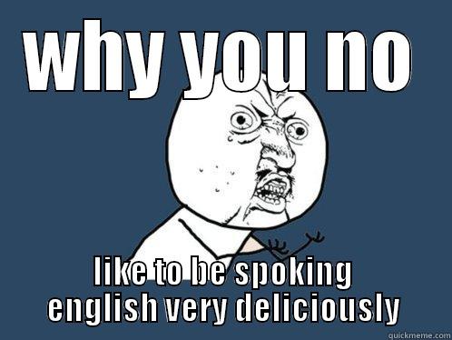 WHY YOU NO LIKE TO BE SPOKING ENGLISH VERY DELICIOUSLY Y U No