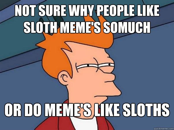 Not sure why people like sloth meme's somuch or do meme's like sloths - Not sure why people like sloth meme's somuch or do meme's like sloths  Futurama Fry