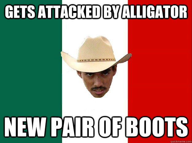 Gets attacked by alligator New pair of boots  Angry Mexican Alligator boots