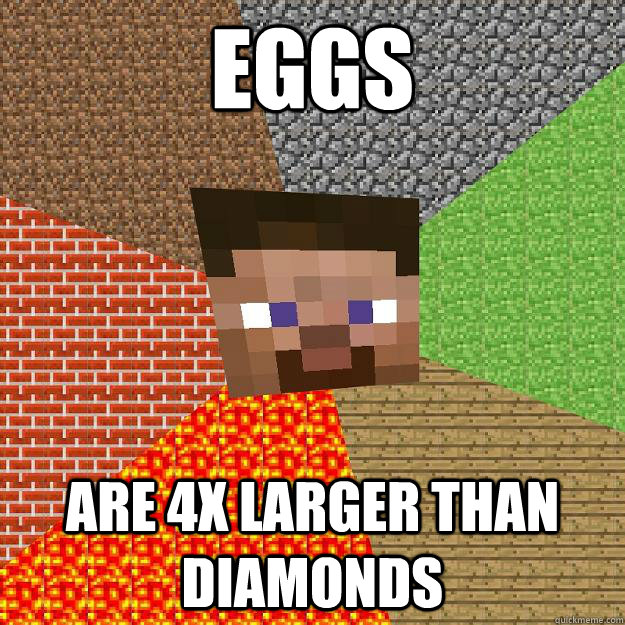 eggs are 4x larger than diamonds - eggs are 4x larger than diamonds  Minecraft