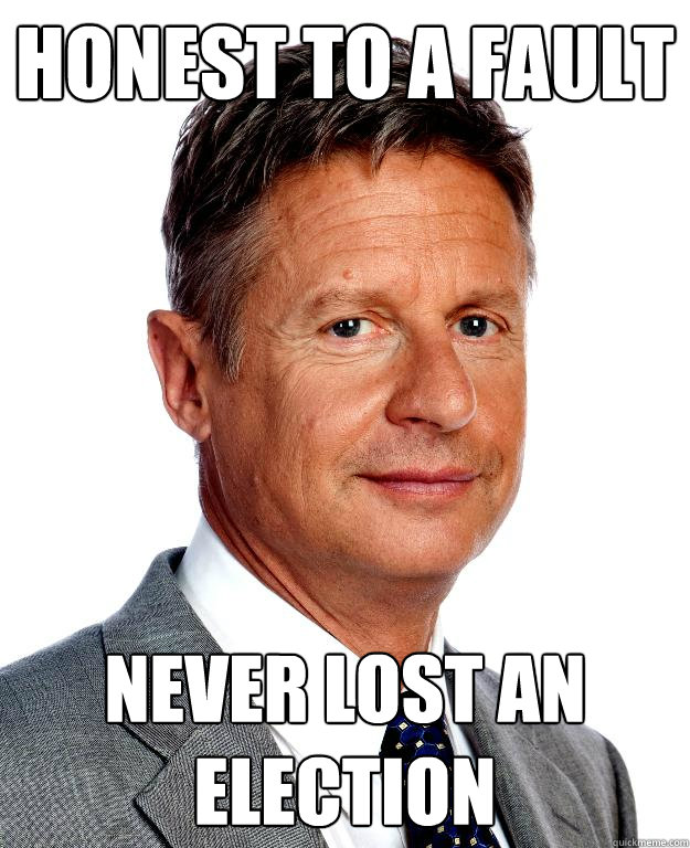 HONEST TO A FAULT NEVER LOST AN ELECTION  Gary Johnson for president