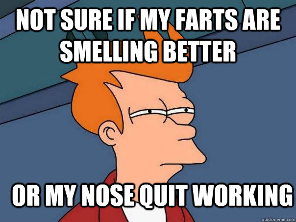 Not sure if my farts are smelling better Or my nose quit working - Not sure if my farts are smelling better Or my nose quit working  Futurama Fry