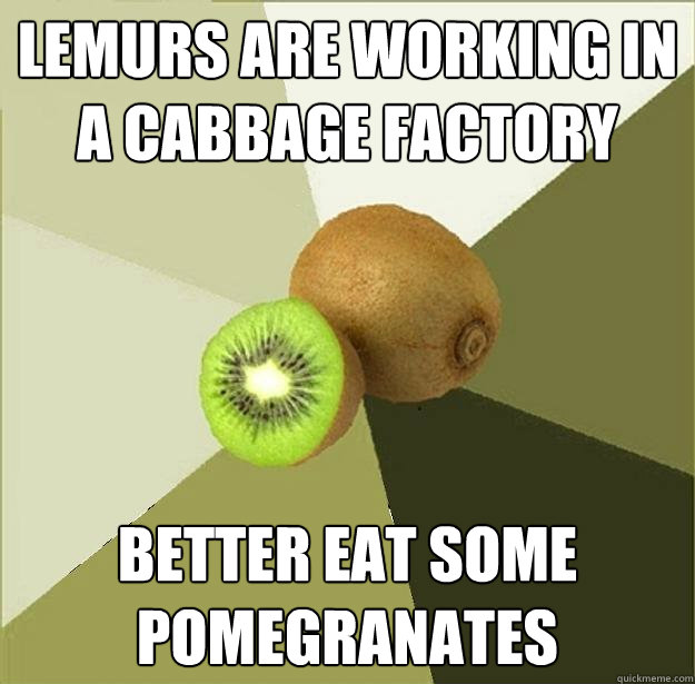 lemurs are working in a cabbage factory better eat some pomegranates  Unclear Meme Kiwi