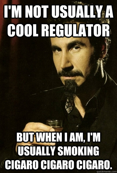 I'm not usually a cool regulator But when I am, I'm usually smoking cigaro cigaro cigaro.  sERJ TANKIAN