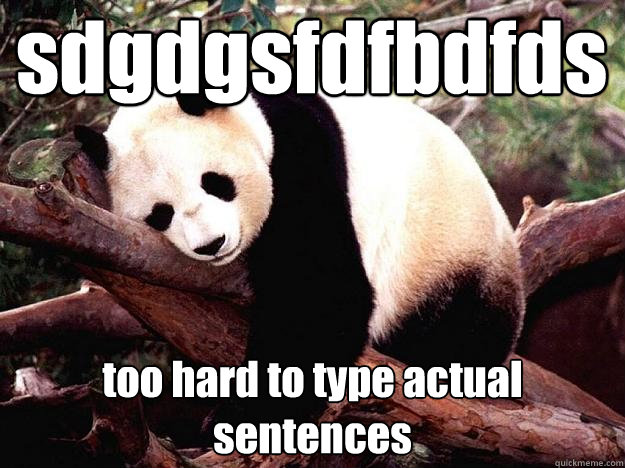 sdgdgsfdfbdfds too hard to type actual sentences  Procrastination Panda