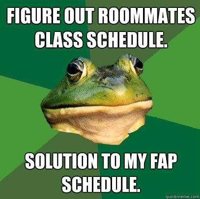 Figure out roommates class schedule. Solution to my fap schedule.  