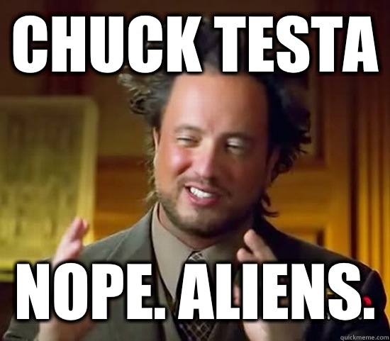 Chuck testa Nope. Aliens.  Ancient Aliens