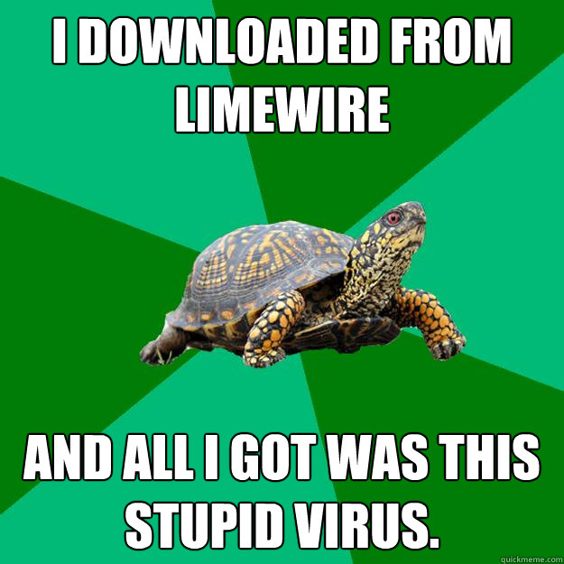 I downloaded from limewire  and all i got was this stupid virus.  Torrenting Turtle