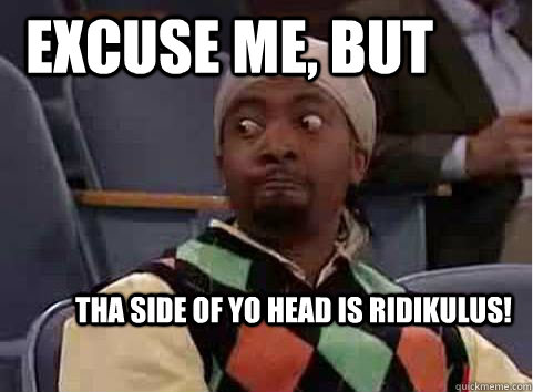 Excuse me, but THA SIDE OF YO HEAD IS RIDIKULUS!  