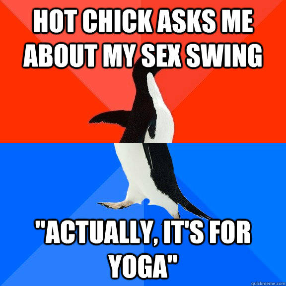 Hot chick asks me about my sex swing 