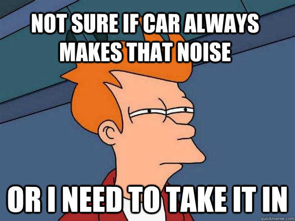 Not sure if car always makes that noise Or I need to take it in  Futurama Fry