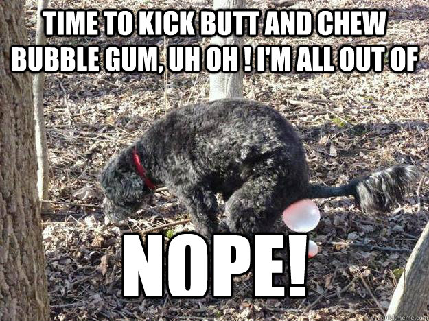 Time to kick butt and chew bubble gum, uh oh ! i'm all out of NOPE! - Time to kick butt and chew bubble gum, uh oh ! i'm all out of NOPE!  Bubble Gum Pup