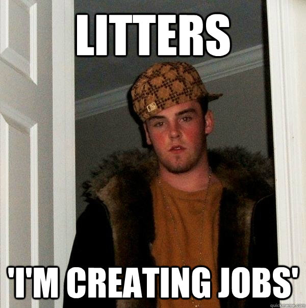 Litters 'I'm creating jobs'  Scumbag Steve