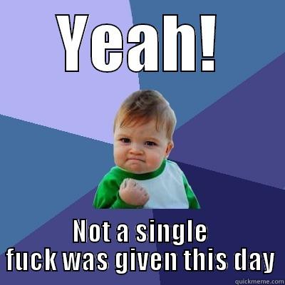 YEAH! NOT A SINGLE FUCK WAS GIVEN THIS DAY Success Kid