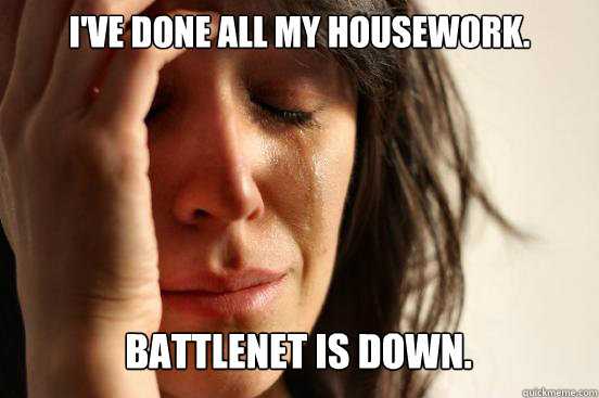 I've done all my housework.
 Battlenet is down. Caption 3 goes here  First World Problems