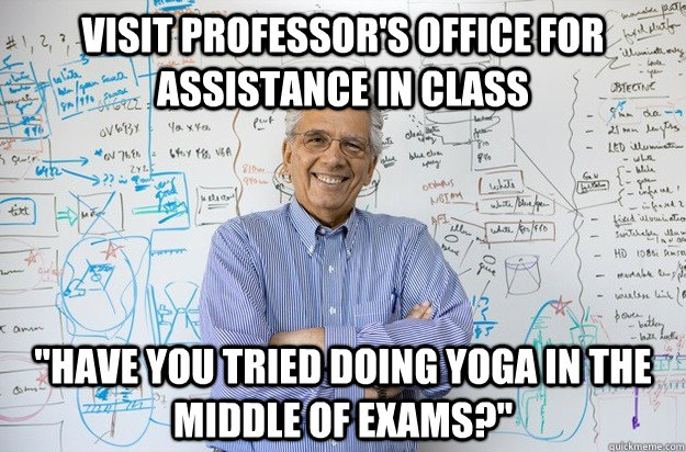 Visit professor's office for assistance in class 