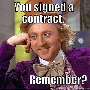 Procedural justice - YOU SIGNED A CONTRACT.                                        REMEMBER? Condescending Wonka