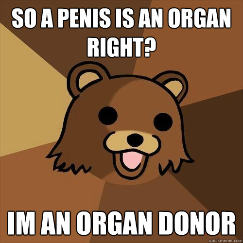 so a penis is an organ right? im an organ donor  Pedobear