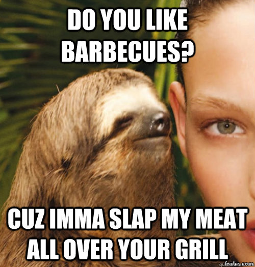 Do you like barbecues? Cuz imma slap my meat all over your grill  rape sloth