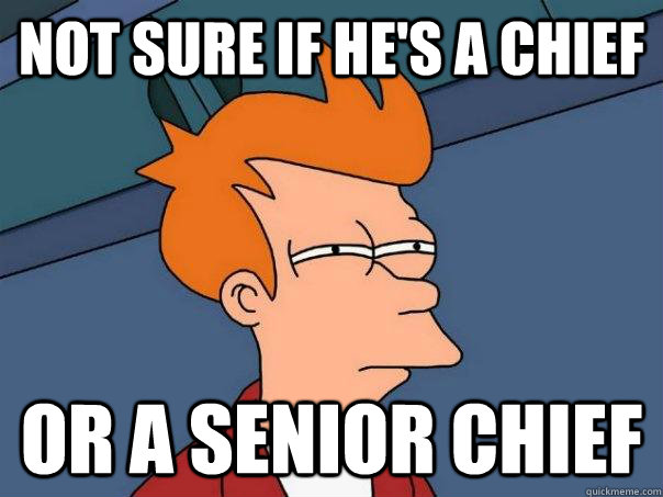 Not sure if he's a Chief  Or a Senior Chief - Not sure if he's a Chief  Or a Senior Chief  Futurama Fry