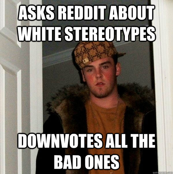 asks reddit about white stereotypes downvotes all the bad ones  Scumbag Steve