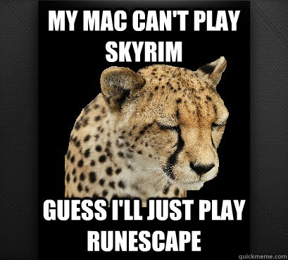 my mac can't play skyrim guess i'll just play runescape  Defeated Cheetah