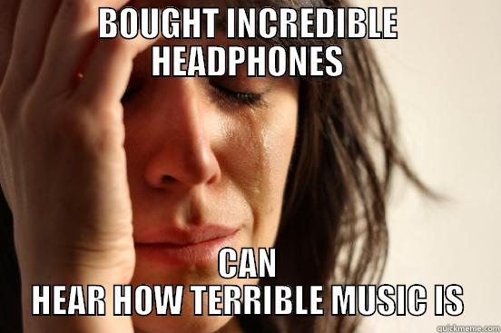 BOUGHT INCREDIBLE HEADPHONES CAN HEAR HOW TERRIBLE MUSIC IS First World Problems