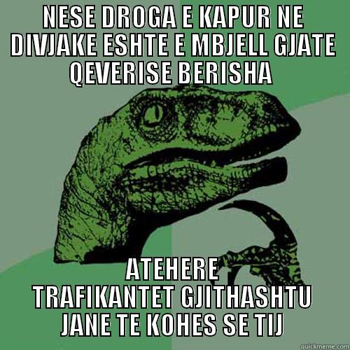 NESE DROGA E KAPUR NE DIVJAKE ESHTE E MBJELL GJATE QEVERISE BERISHA  ATEHERE TRAFIKANTET GJITHASHTU JANE TE KOHES SE TIJ Philosoraptor