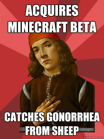 Acquires Minecraft Beta Catches Gonorrhea from Sheep  Scumbag Stefano