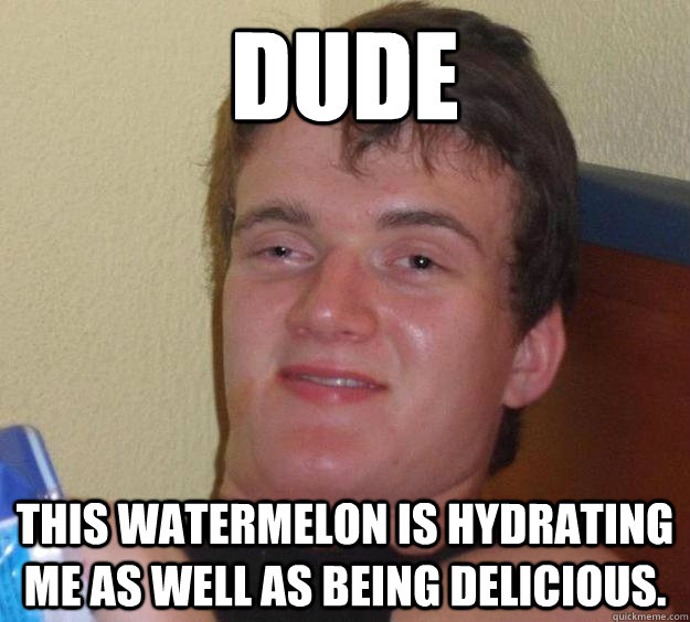 Dude This watermelon is hydrating me as well as being delicious. - Dude This watermelon is hydrating me as well as being delicious.  10 Guy