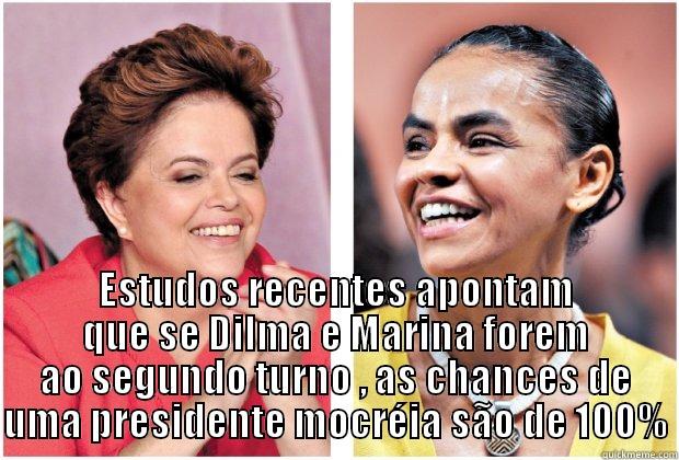  ESTUDOS RECENTES APONTAM QUE SE DILMA E MARINA FOREM AO SEGUNDO TURNO , AS CHANCES DE UMA PRESIDENTE MOCRÉIA SÃO DE 100% Misc