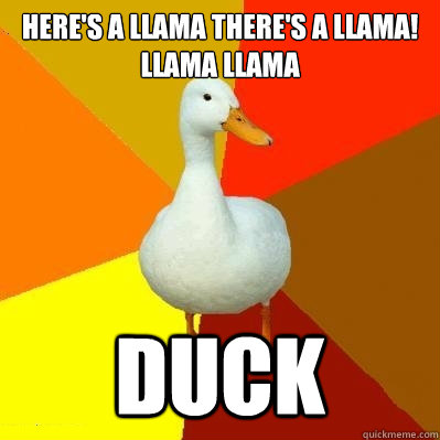 here's a llama there's a llama! 
llama llama DUCK  Tech Impaired Duck