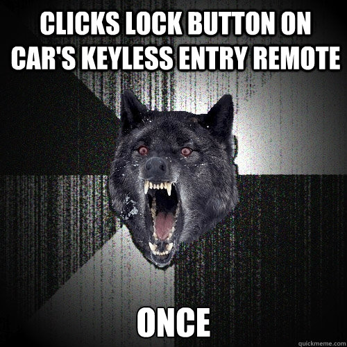 Clicks Lock Button on Car's Keyless Entry Remote Once  Insanity Wolf