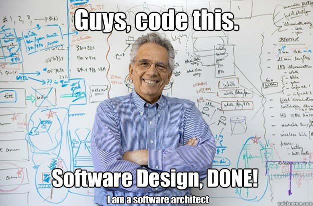 Guys, code this. Software Design, DONE! I am a software architect - Guys, code this. Software Design, DONE! I am a software architect  Engineering Professor