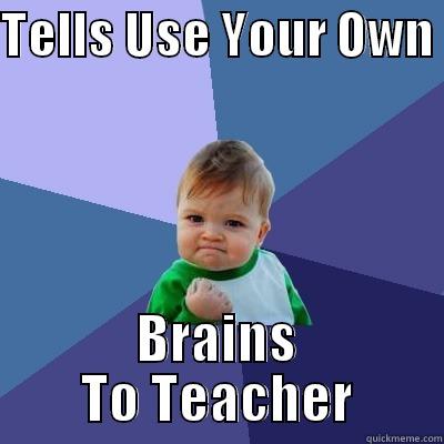 Omg fb - TELLS USE YOUR OWN  BRAINS TO TEACHER Success Kid