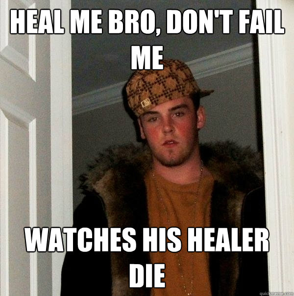 Heal me bro, don't fail me Watches his healer die  Scumbag Steve