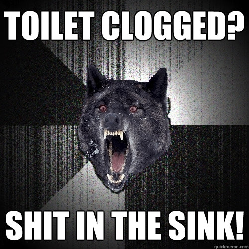 Toilet clogged? Shit IN THE SINK!  Insanity Wolf