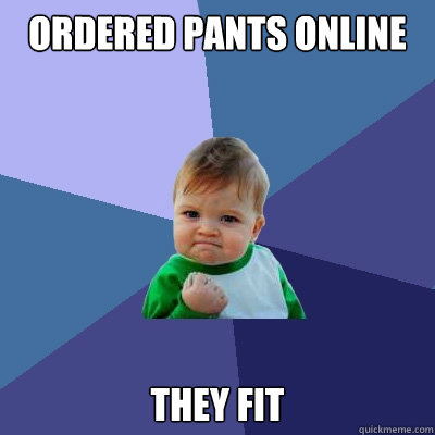 Ordered pants online they fit  Success Kid