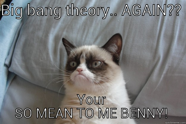 BIG BANG THEORY.. AGAIN??  YOUR SO MEAN TO ME BENNY!!  Grumpy Cat