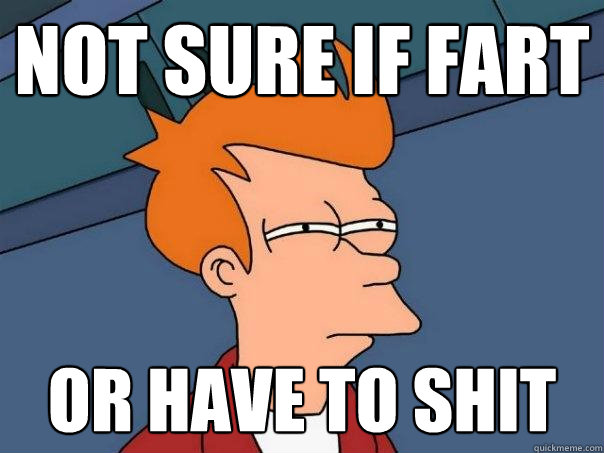 not sure if fart or have to shit  Futurama Fry