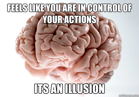 feels like you are in control of your actions its an illusion  Scumbag Brain