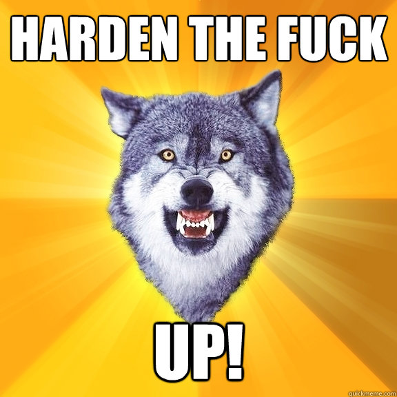 Harden the fuck up! - Harden the fuck up!  Courage Wolf