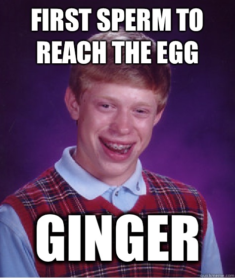 First sperm to reach the egg Ginger  Bad Luck Brian