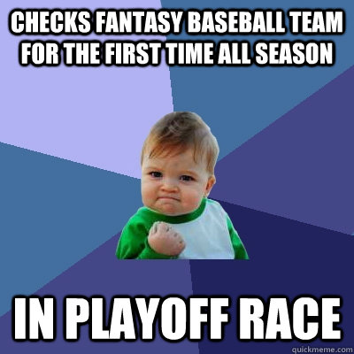 checks fantasy baseball team for the first time all season in playoff race - checks fantasy baseball team for the first time all season in playoff race  Success Kid