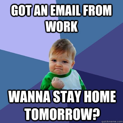 Got an email from work Wanna stay home tomorrow? - Got an email from work Wanna stay home tomorrow?  Success Kid
