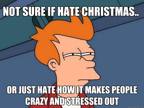 Not sure if hate christmas.. Or just hate how it makes people crazy and stressed out  Futurama Fry