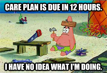 Care plan is due in 12 hours. I have no idea what I'm doing.   I have no idea what Im doing - Patrick Star