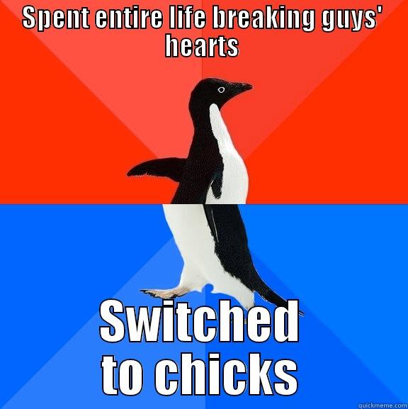 SPENT ENTIRE LIFE BREAKING GUYS' HEARTS SWITCHED TO CHICKS Socially Awesome Awkward Penguin