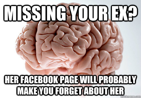 missing your ex? Her facebook page will probably make you forget about her - missing your ex? Her facebook page will probably make you forget about her  Scumbag Brain