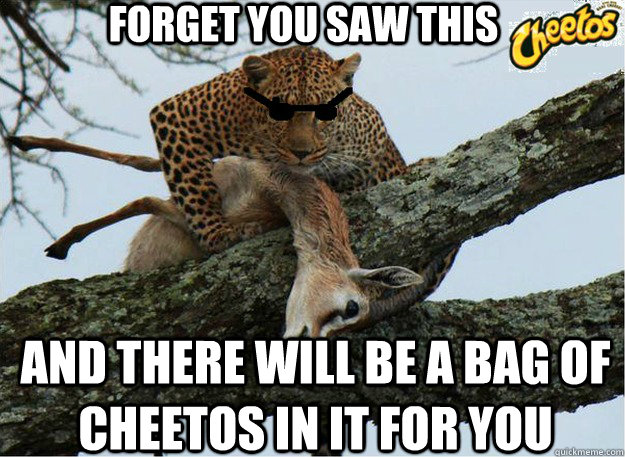 and there will be a bag of cheetos in it for you forget you saw this  